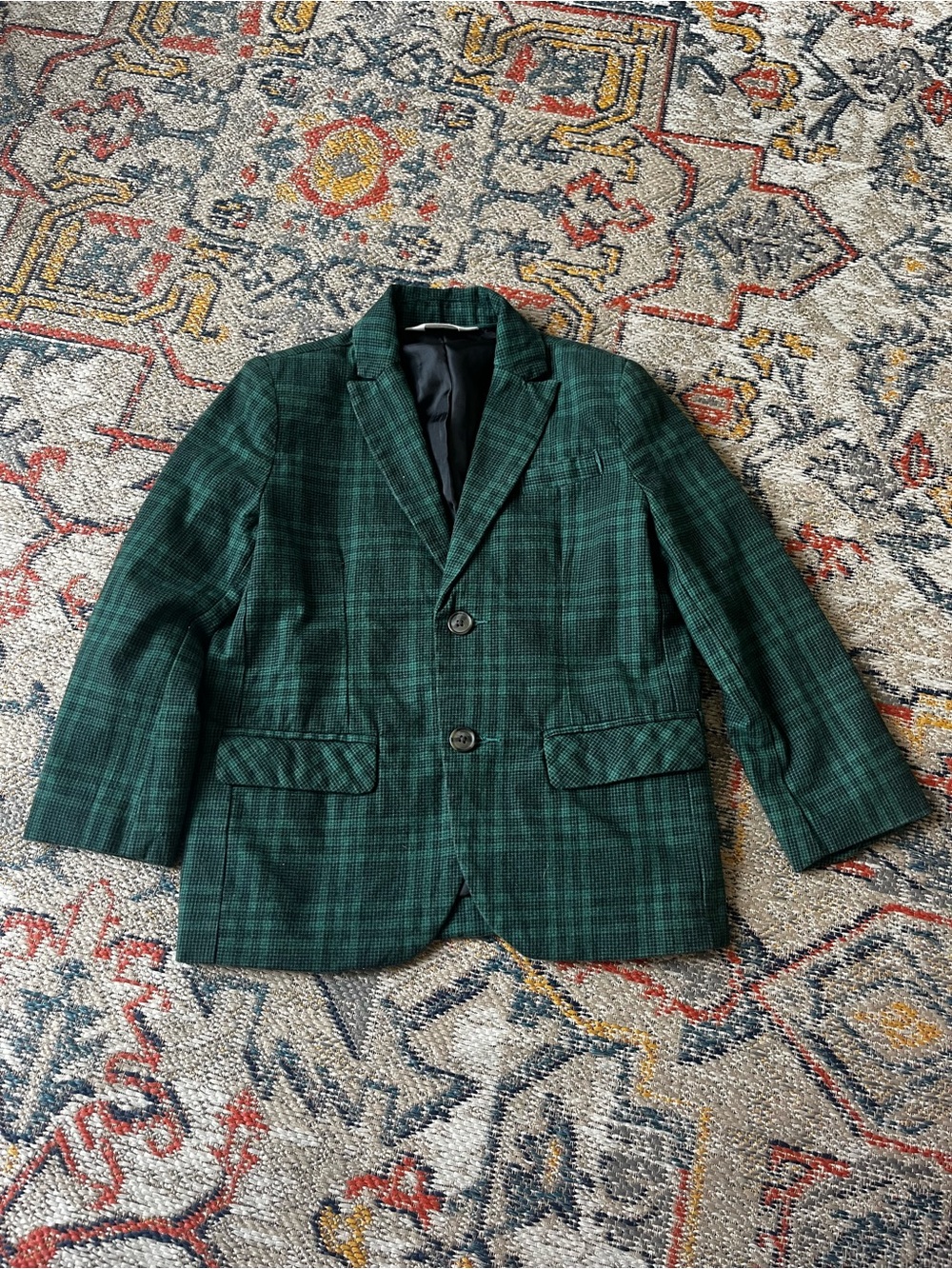 Cat & Jack Green Plaid Lined Jacket Size 5 Cotton Blend